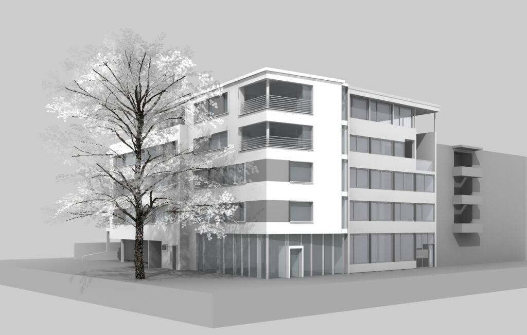 Skizze der Außenansicht des neuen Gebäudes von Klarhöfer Blumen